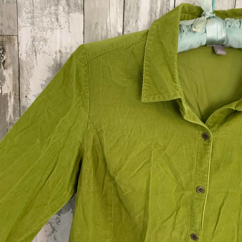 J. Jill green corduroy long sleeve button up shirt M - Picture 2 of 5